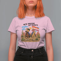 We Pride at Dawn Lesbian Cowgirl T Shirt For Women Country Western Retro Graphic Pride Month
