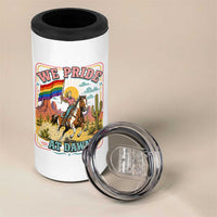 We Pride at Dawn Retro Rainbow Cowgirl 4 in 1 Can Cooler Tumbler Pride Month Country Western Vibes