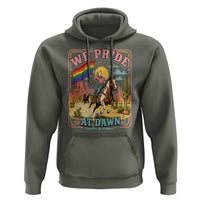We Pride at Dawn Retro Rainbow Cowgirl Hoodie Pride Month Country Western Vibes
