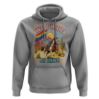 We Pride at Dawn Retro Rainbow Cowgirl Hoodie Pride Month Country Western Vibes
