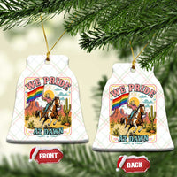 We Pride at Dawn Retro Rainbow Cowgirl Ceramic Ornament Pride Month Country Western Vibes