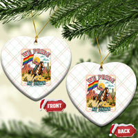 We Pride at Dawn Retro Rainbow Cowgirl Ceramic Ornament Pride Month Country Western Vibes