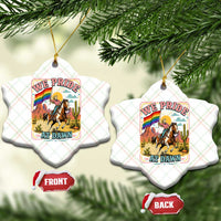 We Pride at Dawn Retro Rainbow Cowgirl Ceramic Ornament Pride Month Country Western Vibes