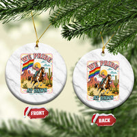 We Pride at Dawn Retro Rainbow Cowgirl Ceramic Ornament Pride Month Country Western Vibes