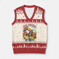 We Pride at Dawn Retro Rainbow Cowgirl V-Neck Knit Sweater Vest Pride Month Country Western Vibes