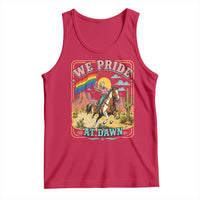 We Pride at Dawn Retro Rainbow Cowgirl Tank Top Pride Month Country Western Vibes