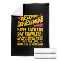 New Achievement Happy Fathers Day Crawler Throw Blanket Funny Gamer Dad LitRPG Gaming Milestone