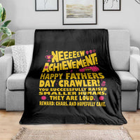 New Achievement Happy Fathers Day Crawler Throw Blanket Funny Gamer Dad LitRPG Gaming Milestone