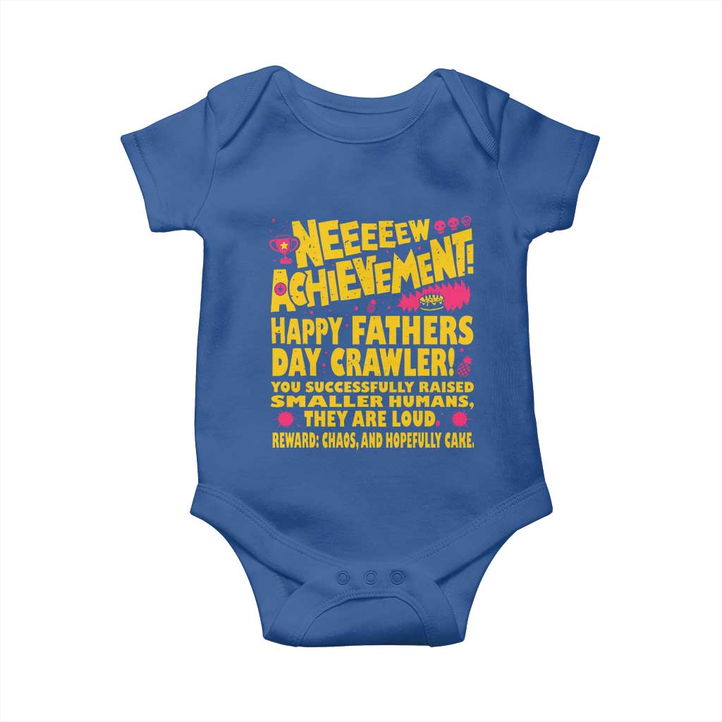New Achievement Happy Fathers Day Crawler Baby Onesie Funny Gamer Dad LitRPG Gaming Milestone