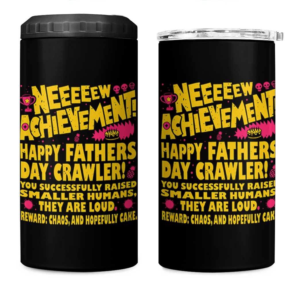 New Achievement Happy Fathers Day Crawler 4 in 1 Can Cooler Tumbler Funny Gamer Dad LitRPG Gaming Milestone
