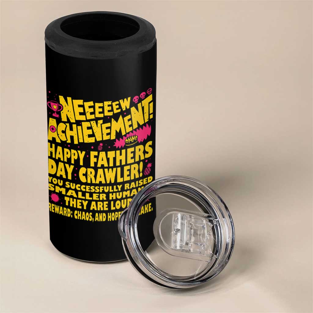 New Achievement Happy Fathers Day Crawler 4 in 1 Can Cooler Tumbler Funny Gamer Dad LitRPG Gaming Milestone