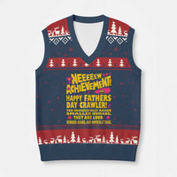 New Achievement Happy Fathers Day Crawler V-Neck Knit Sweater Vest Funny Gamer Dad LitRPG Gaming Milestone