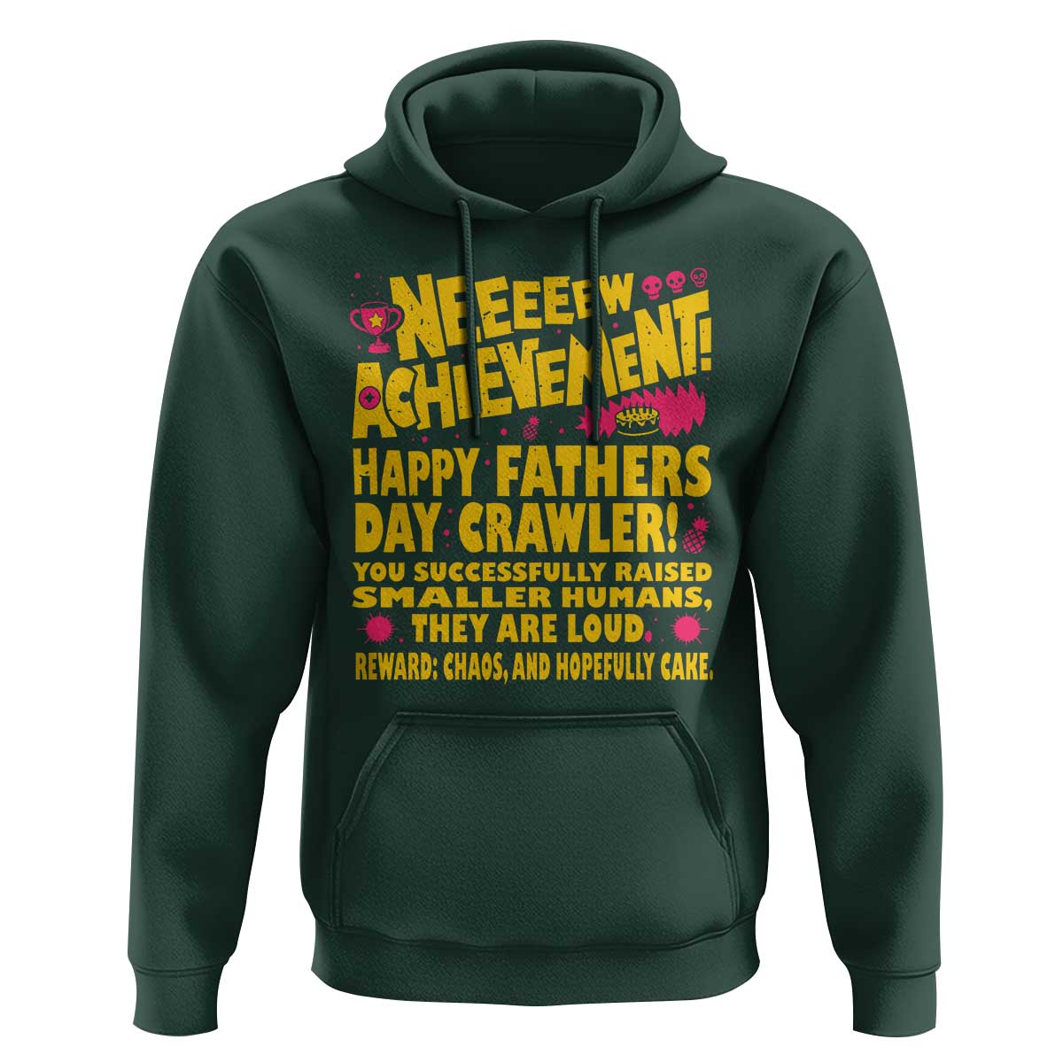 New Achievement Happy Fathers Day Crawler Hoodie Funny Gamer Dad LitRPG Gaming Milestone