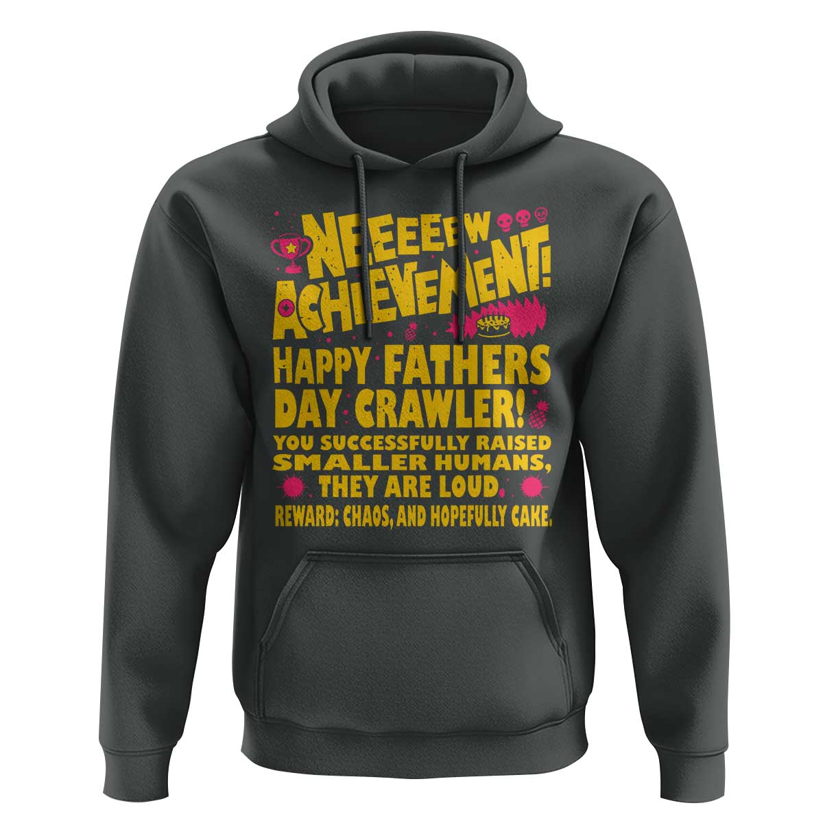 New Achievement Happy Fathers Day Crawler Hoodie Funny Gamer Dad LitRPG Gaming Milestone