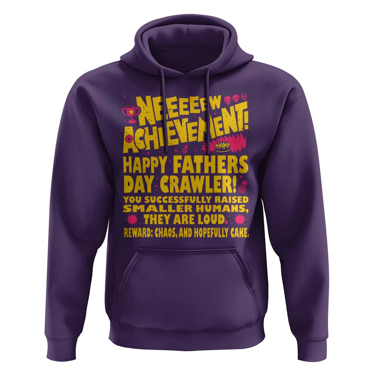 New Achievement Happy Fathers Day Crawler Hoodie Funny Gamer Dad LitRPG Gaming Milestone