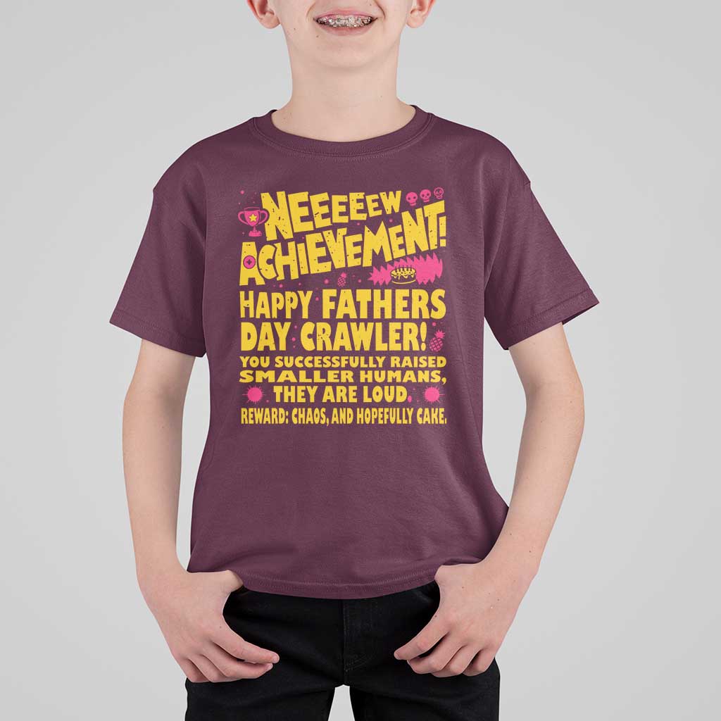 New Achievement Happy Fathers Day Crawler T Shirt For Kid Funny Gamer Dad LitRPG Gaming Milestone