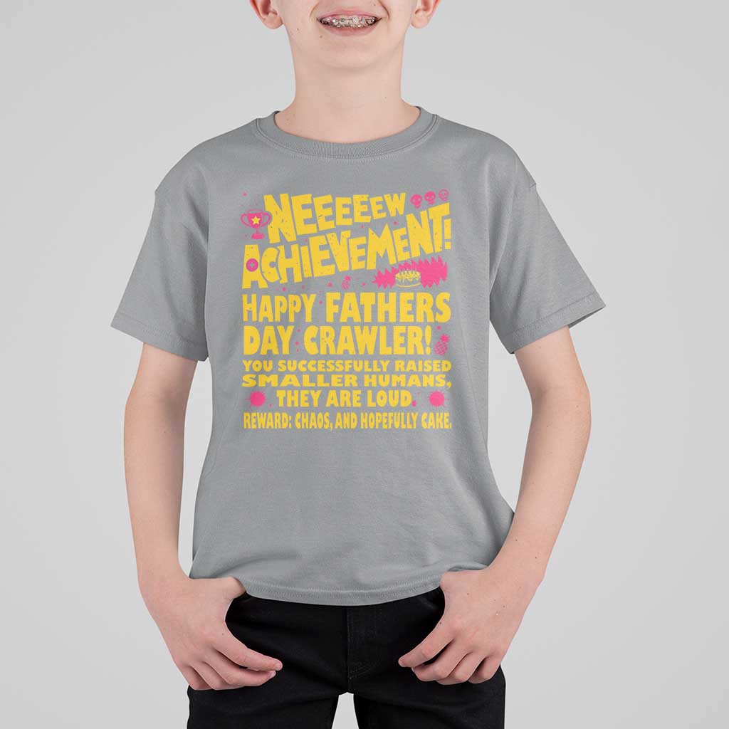 New Achievement Happy Fathers Day Crawler T Shirt For Kid Funny Gamer Dad LitRPG Gaming Milestone