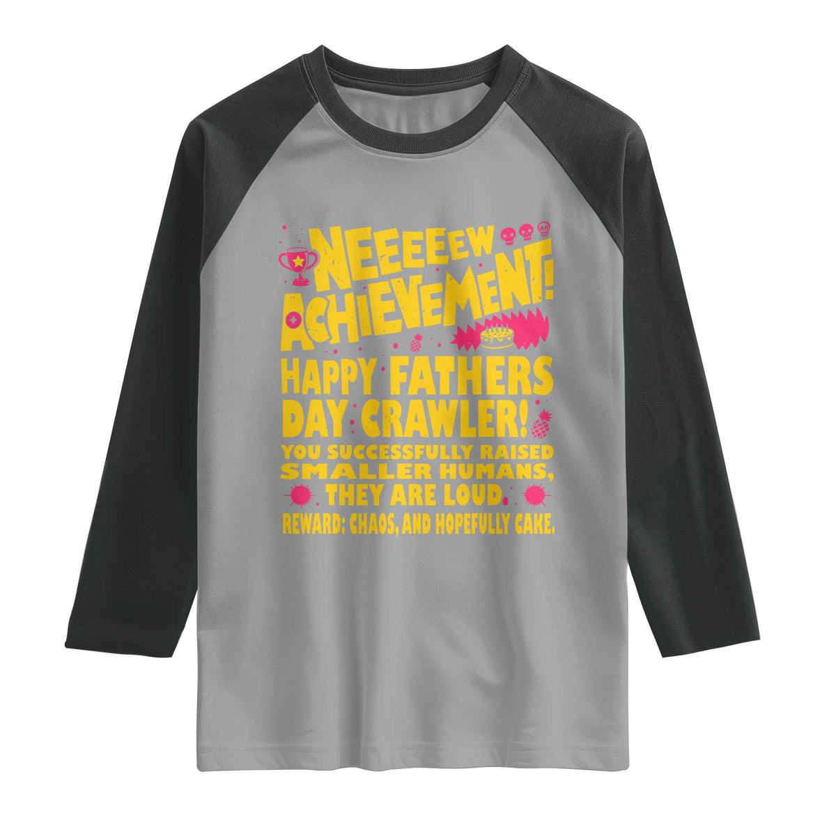 New Achievement Happy Fathers Day Crawler Raglan Shirt Funny Gamer Dad LitRPG Gaming Milestone