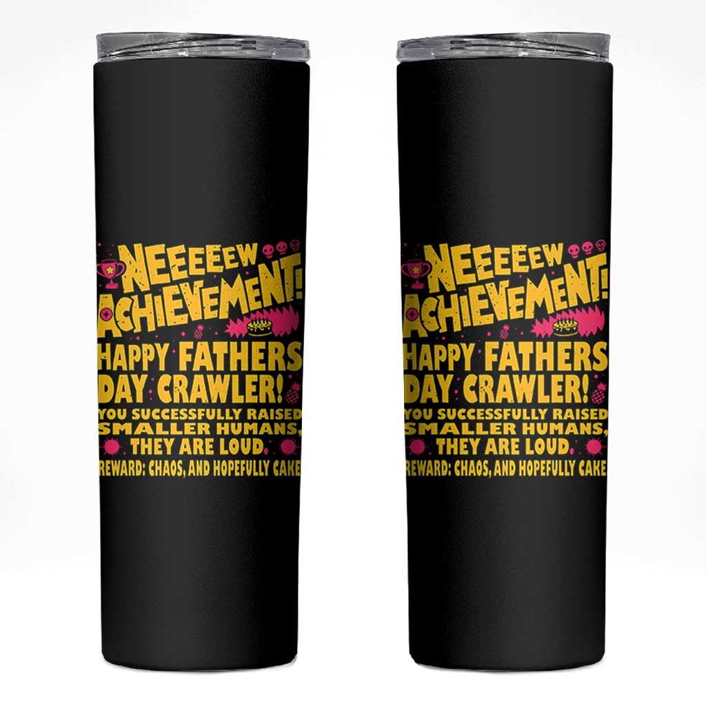 New Achievement Happy Fathers Day Crawler Skinny Tumbler Funny Gamer Dad LitRPG Gaming Milestone