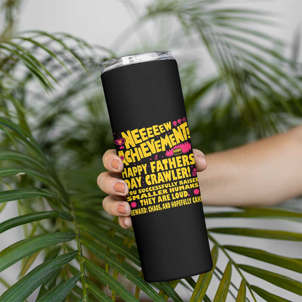 New Achievement Happy Fathers Day Crawler Skinny Tumbler Funny Gamer Dad LitRPG Gaming Milestone