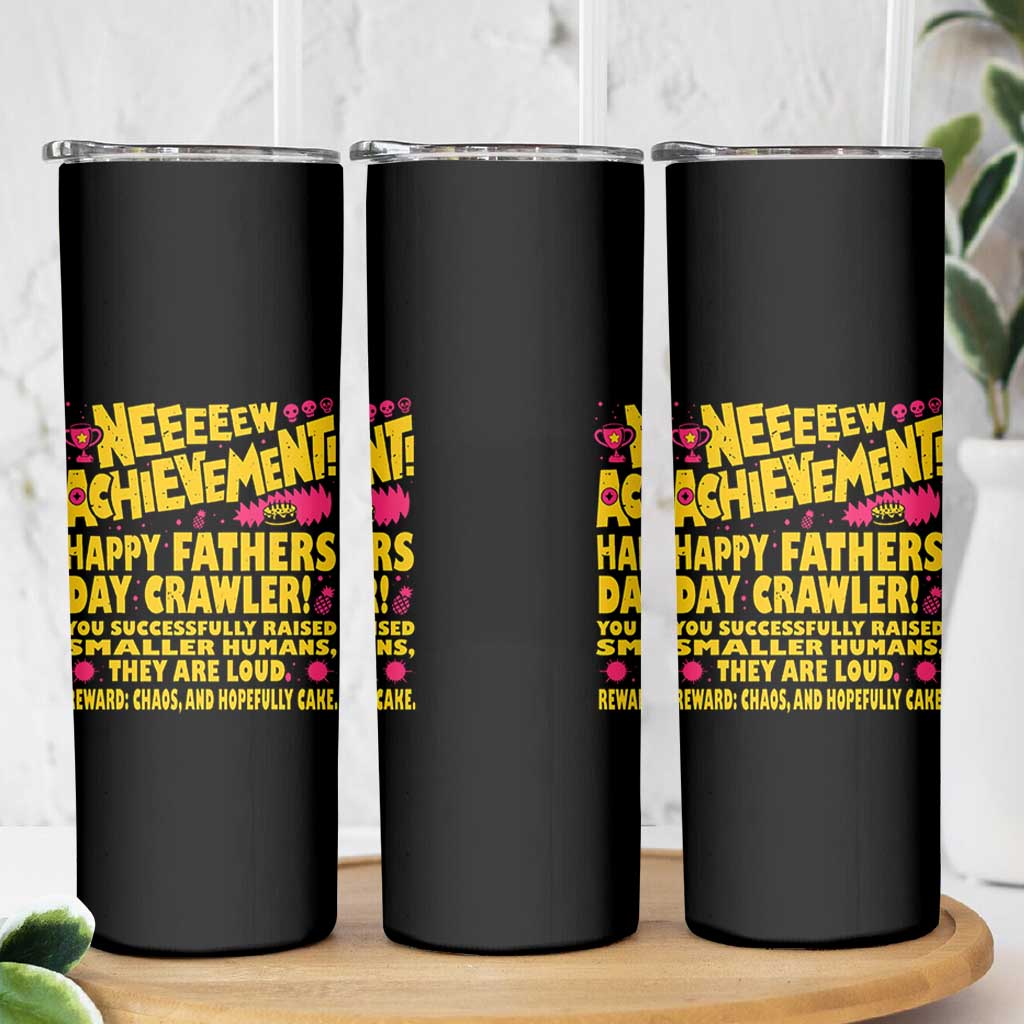 New Achievement Happy Fathers Day Crawler Skinny Tumbler Funny Gamer Dad LitRPG Gaming Milestone