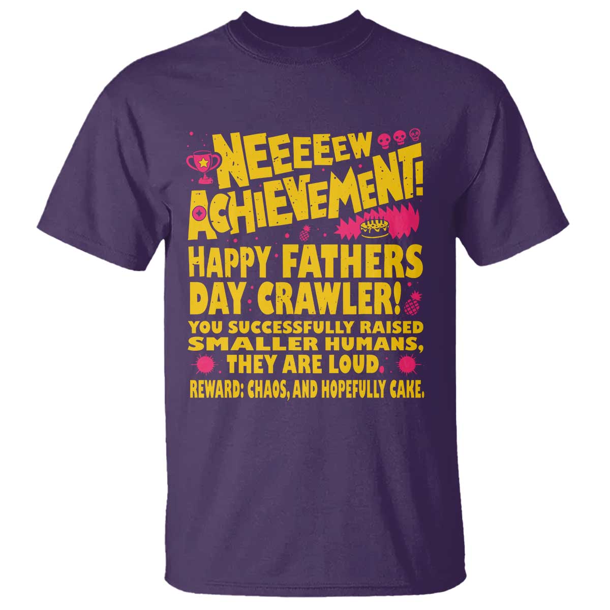 New Achievement Happy Fathers Day Crawler T Shirt Funny Gamer Dad LitRPG Gaming Milestone