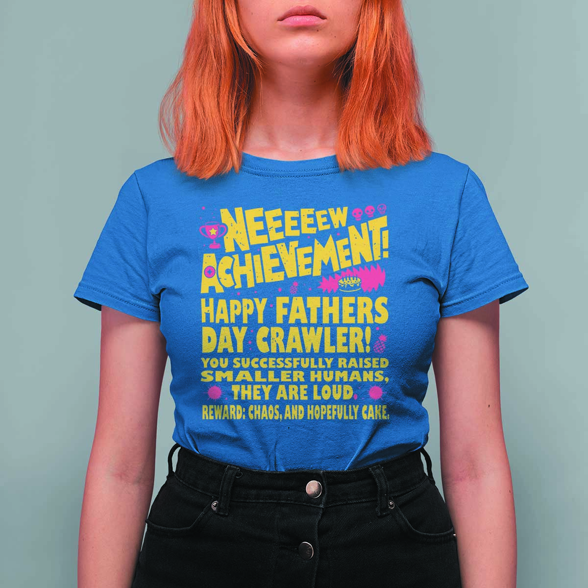 New Achievement Happy Fathers Day Crawler T Shirt For Women Funny Gamer Dad LitRPG Gaming Milestone