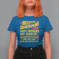New Achievement Happy Fathers Day Crawler T Shirt For Women Funny Gamer Dad LitRPG Gaming Milestone