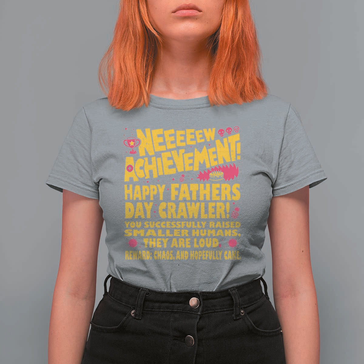 New Achievement Happy Fathers Day Crawler T Shirt For Women Funny Gamer Dad LitRPG Gaming Milestone