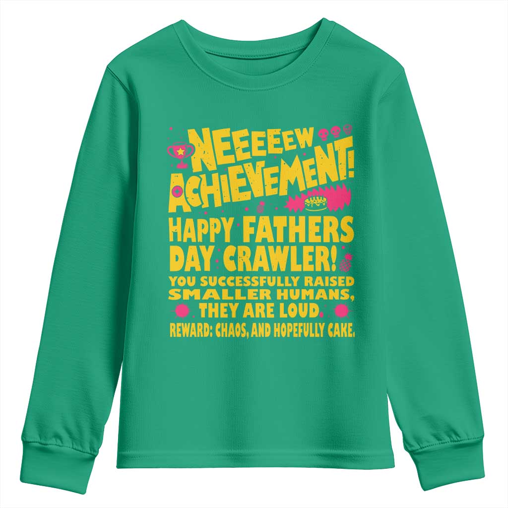 New Achievement Happy Fathers Day Crawler Youth Sweatshirt Funny Gamer Dad LitRPG Gaming Milestone