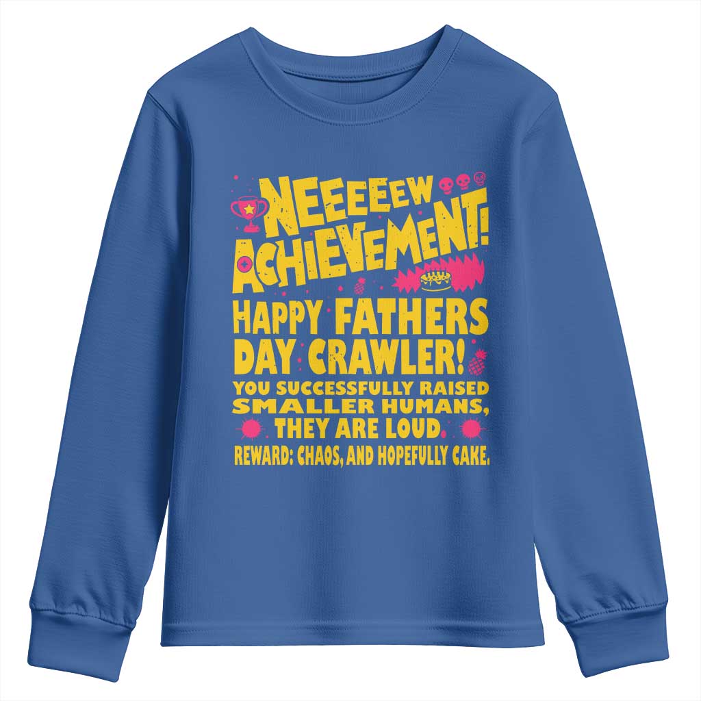 New Achievement Happy Fathers Day Crawler Youth Sweatshirt Funny Gamer Dad LitRPG Gaming Milestone