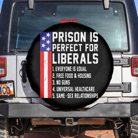 Prison Is Perfect For Liberals Spare Tire Cover Distressed American Flag Conservative Humor