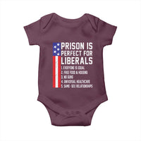 Prison Is Perfect For Liberals Baby Onesie Distressed American Flag Conservative Humor