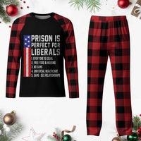 Prison Is Perfect For Liberals Plaid Pajama Set Distressed American Flag Conservative Humor