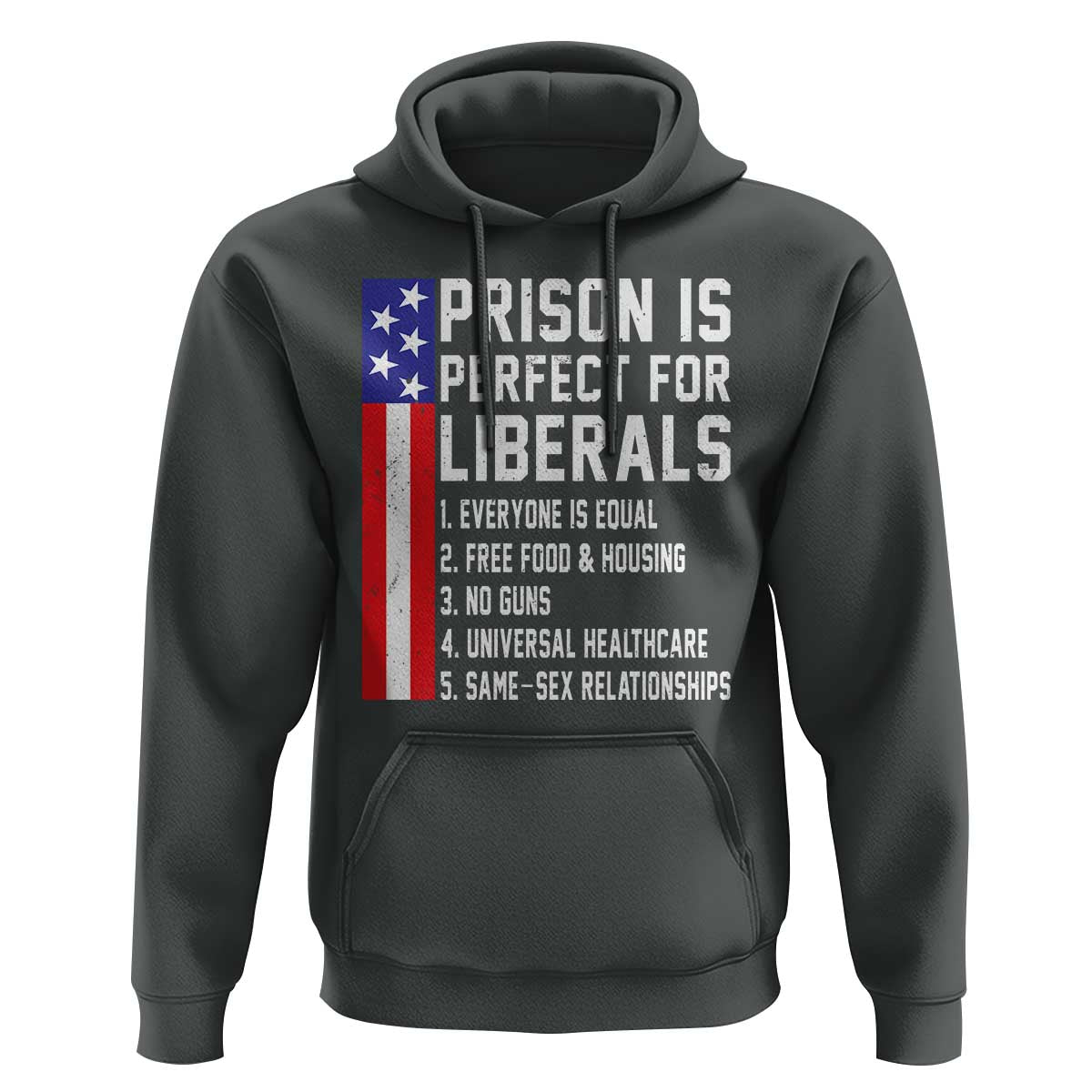 Prison Is Perfect For Liberals Hoodie Distressed American Flag Conservative Humor