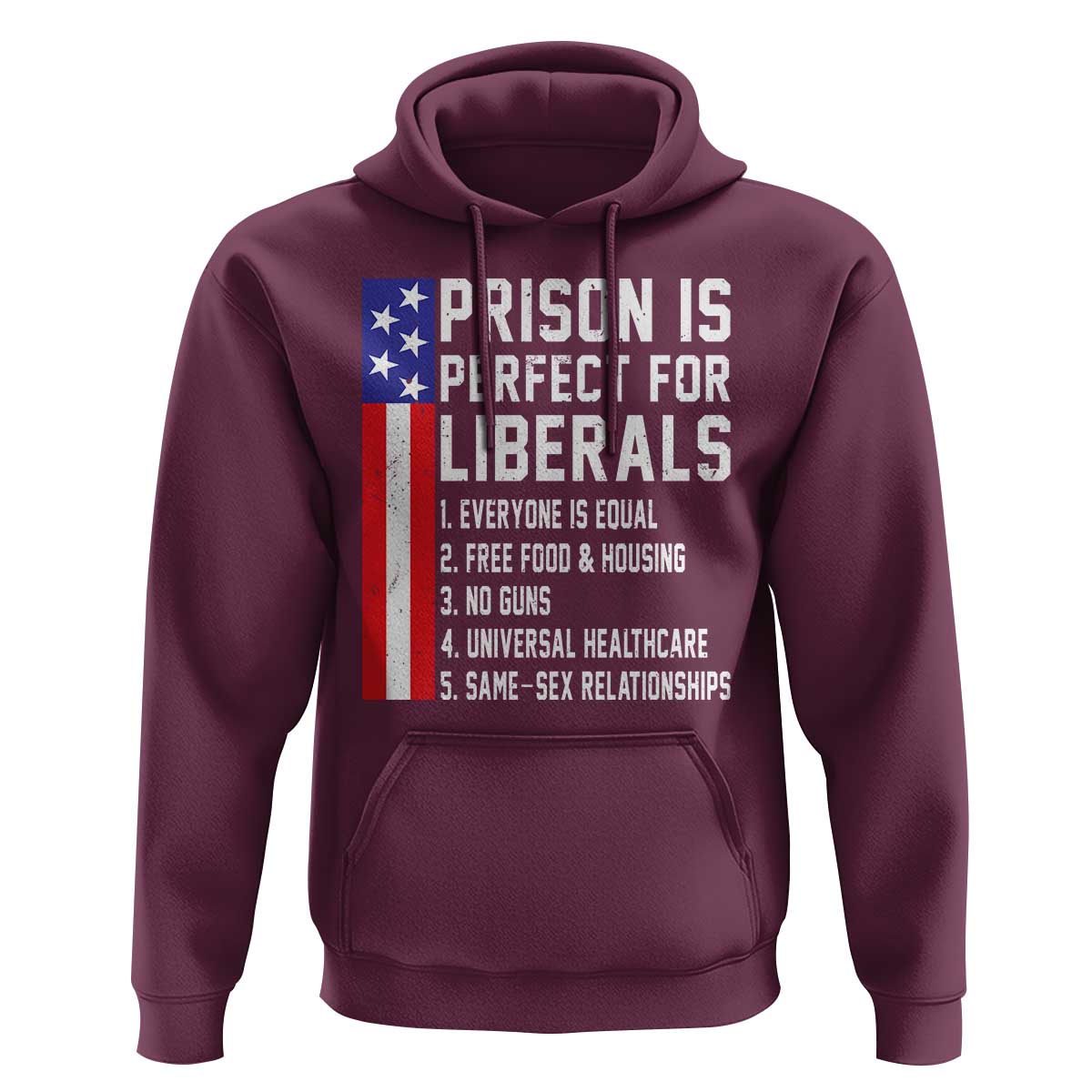 Prison Is Perfect For Liberals Hoodie Distressed American Flag Conservative Humor