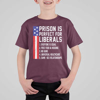 Prison Is Perfect For Liberals T Shirt For Kid Distressed American Flag Conservative Humor