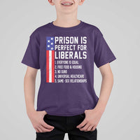 Prison Is Perfect For Liberals T Shirt For Kid Distressed American Flag Conservative Humor