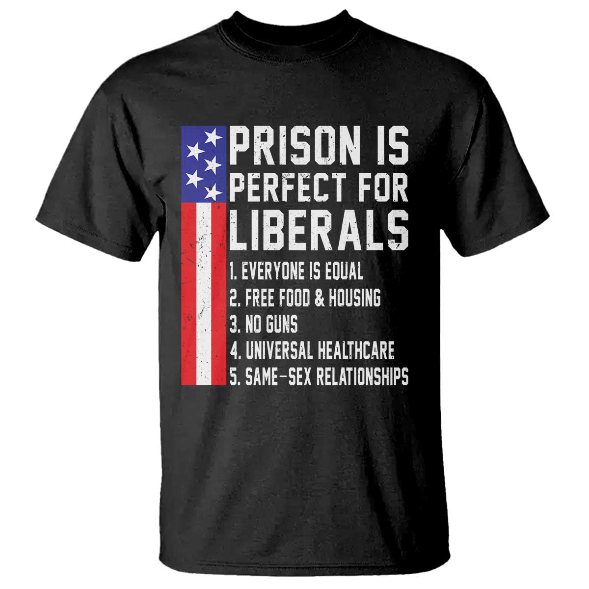 Prison Is Perfect For Liberals T Shirt Distressed American Flag Conservative Humor