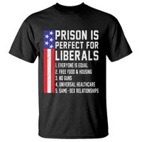 Prison Is Perfect For Liberals T Shirt Distressed American Flag Conservative Humor