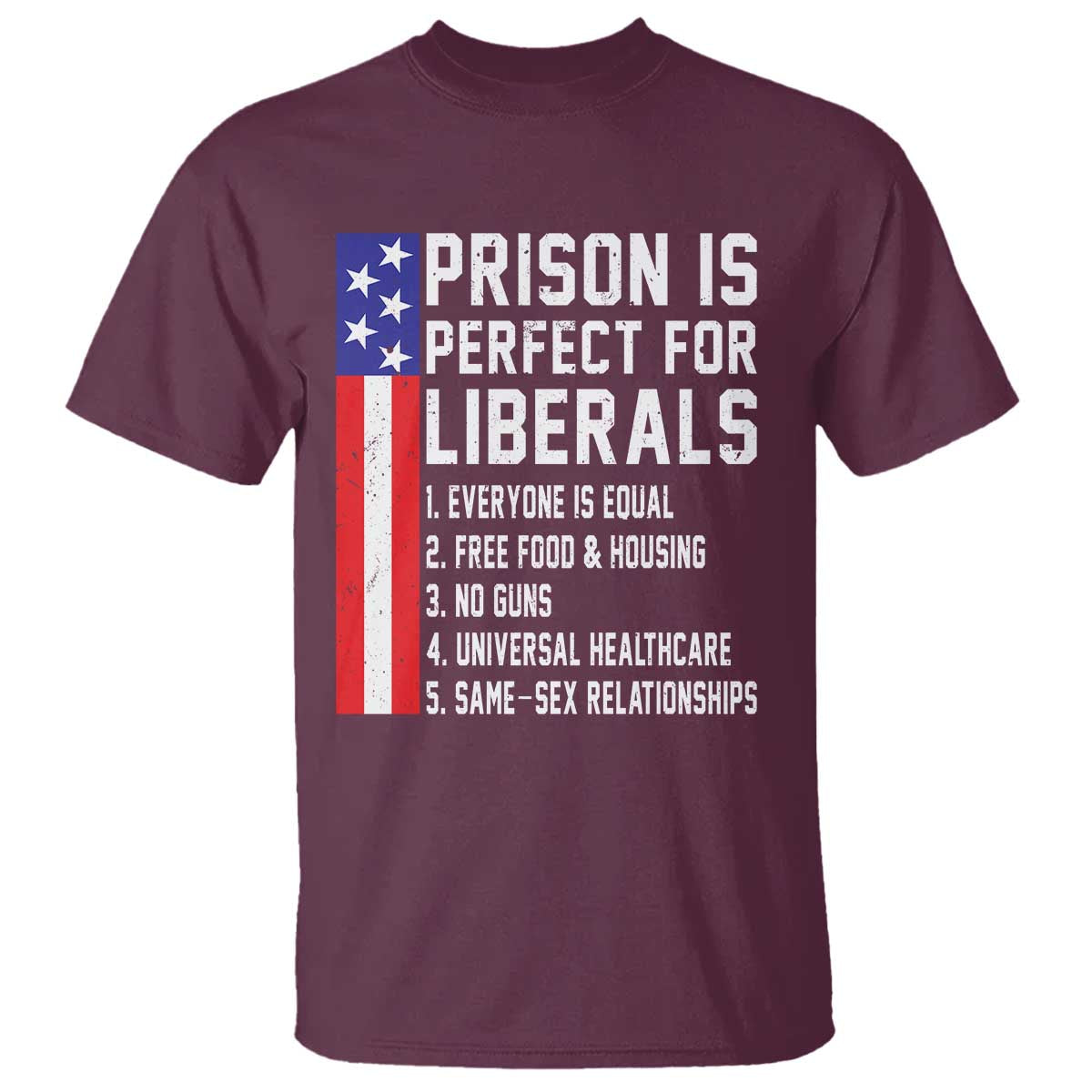 Prison Is Perfect For Liberals T Shirt Distressed American Flag Conservative Humor