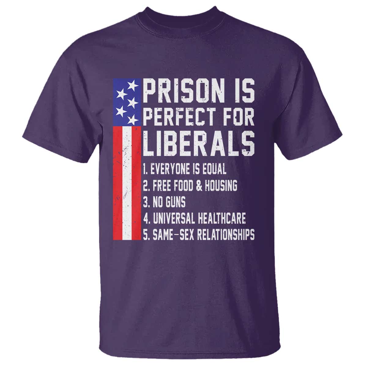 Prison Is Perfect For Liberals T Shirt Distressed American Flag Conservative Humor