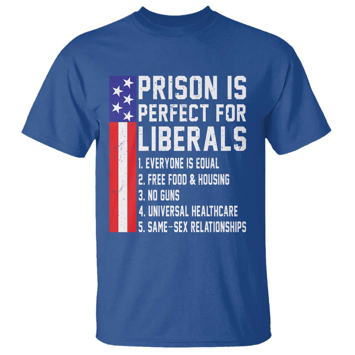 Prison Is Perfect For Liberals T Shirt Distressed American Flag Conservative Humor