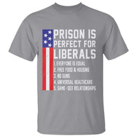 Prison Is Perfect For Liberals T Shirt Distressed American Flag Conservative Humor