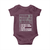 Prison Is Perfect For Liberals Baby Onesie Satirical List Retro Grunge Conservative Humor