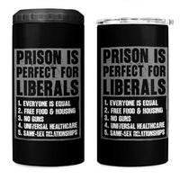 Prison Is Perfect For Liberals 4 in 1 Can Cooler Tumbler Satirical List Retro Grunge Conservative Humor