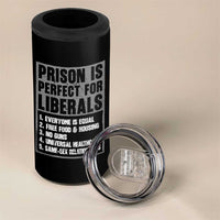 Prison Is Perfect For Liberals 4 in 1 Can Cooler Tumbler Satirical List Retro Grunge Conservative Humor