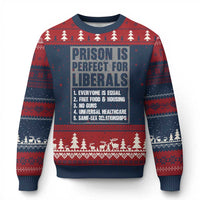 Prison Is Perfect For Liberals Ugly Christmas Sweater Satirical List Retro Grunge Conservative Humor