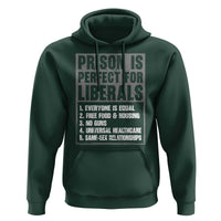 Prison Is Perfect For Liberals Hoodie Satirical List Retro Grunge Conservative Humor