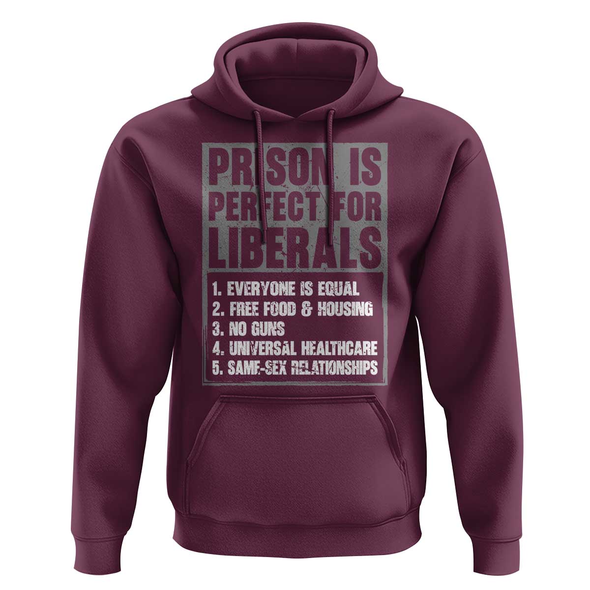 Prison Is Perfect For Liberals Hoodie Satirical List Retro Grunge Conservative Humor
